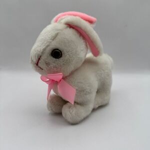 R. Dakin Plush Bunny Rabbit White Pink Vintage Stuffed Animal Toy Easter